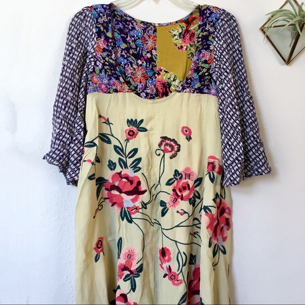 Free People River Market Mixed Print Midi Dress - Picture 5 of 6